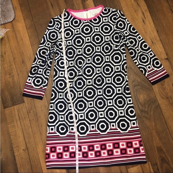 Eliza J Geometric Shift Dress Navy Hot Pink 4 Petite 4P A - Picture 3 of 6